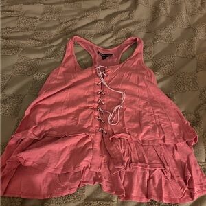 Elizabeth and James Pink Lace-Up Tank Top